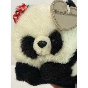 VTG Heartwarmers Panda Bear Plush Red Gingham Bow 1988 Korea Roly Poly Small